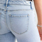 Blue High Waist Straight Micro Elastic