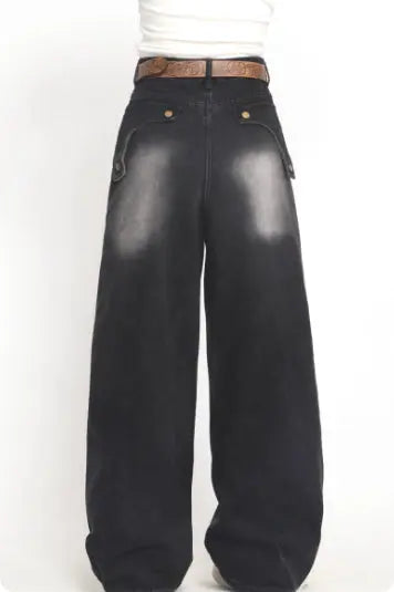 Deconstructed Embroidered Washed Jeans For Women, Autumn