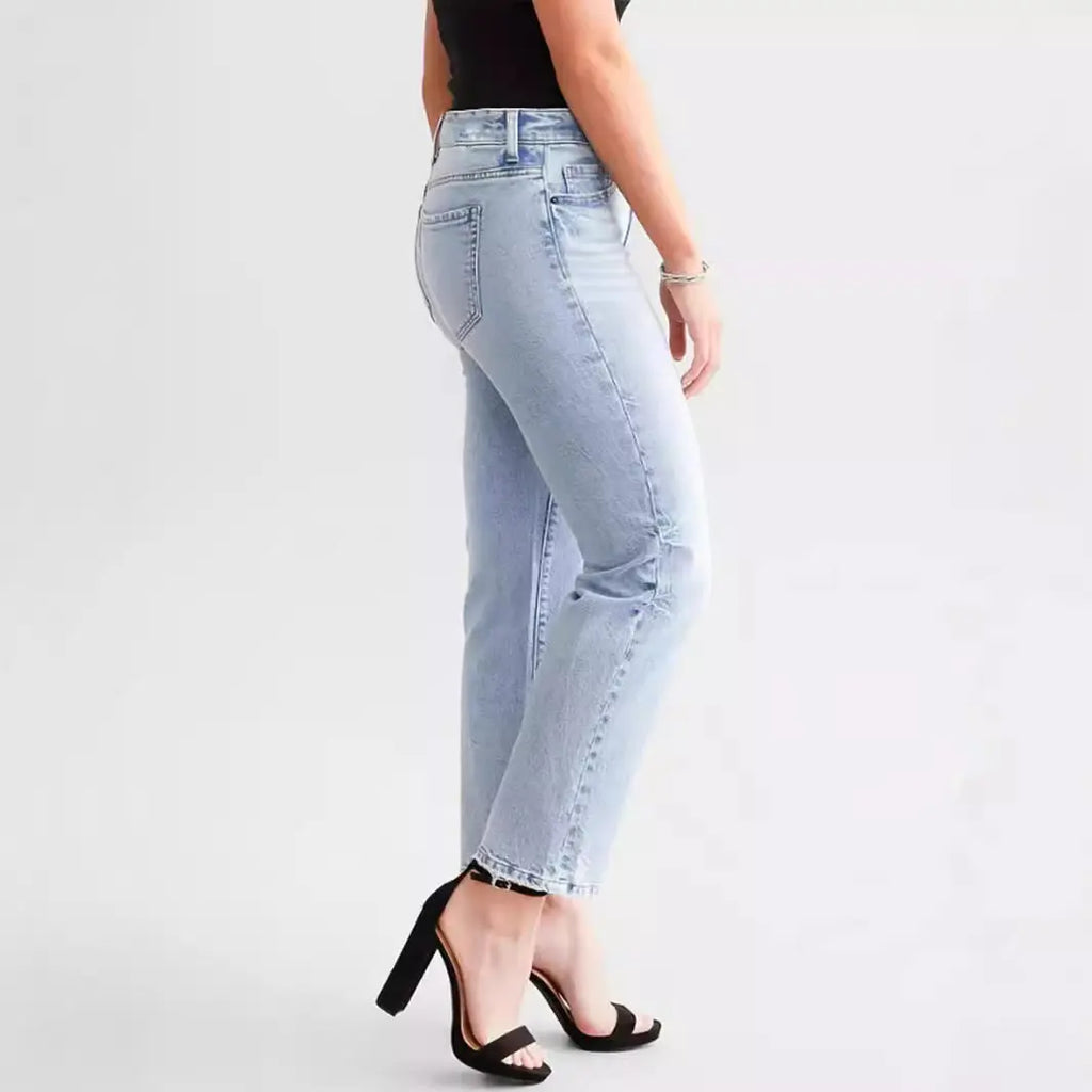 Blue High Waist Straight Micro Elastic