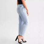 Blue High Waist Straight Micro Elastic