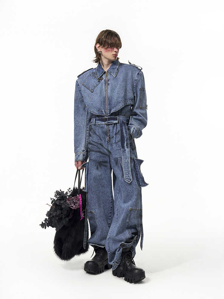 Dirty Dyed Denim Jumpsuit